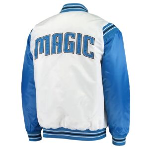 White and Blue Orlando Magic Renegade Varsity Satin Jacket