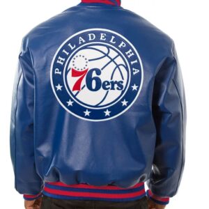 Varsity Philadelphia 76ers Royal Blue Leather Jacket