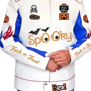Spooky Trick Or Treat White Racer Jacket
