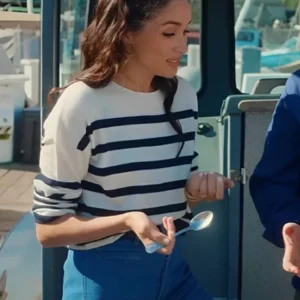 With Love Meghan S02 White Striped Top